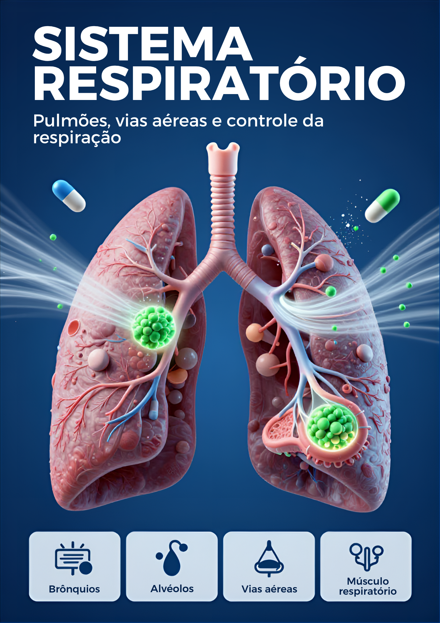 Capítulo do Sistema Respiratório com ilustração dos pulmões